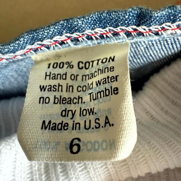 Vintage 90s Piano Kids Fashion Jumper Dress & Shirt Set Girls 6 Denim Farm Patch - Picture 6 of 6